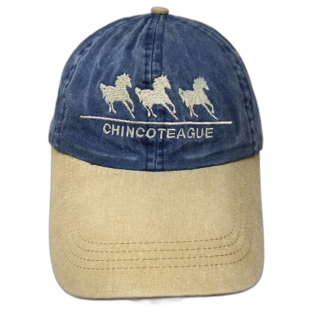 HATS Baseball Cap Blue One Size Embroidered Horse Chincoteague Souvenir hat
